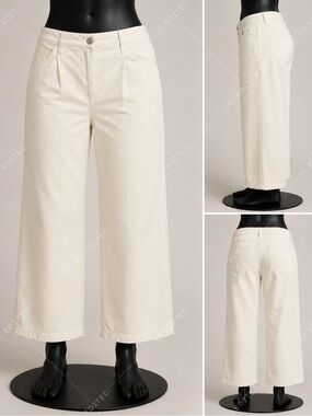 Banana Republic Wide-Leg Cropped Jeans in Off White